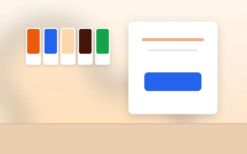 A laptop screen shows two differently styled button mockups representing formal and casual tones.