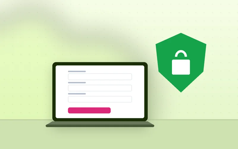 A customer smiles while confidently completing a secure checkout form online.
